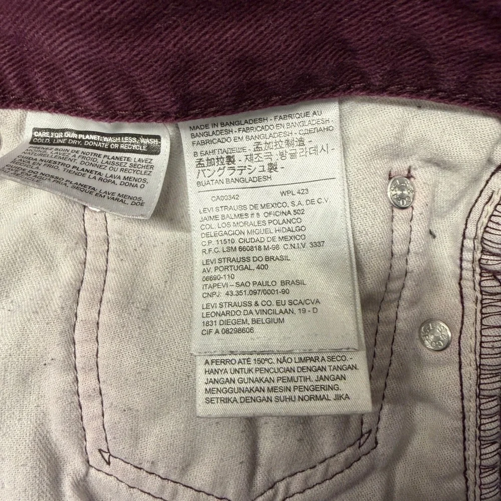 Levi's 541 Pants Mens 40x32‎ (39x29 ACTUAL) Athletic Taper Burgundy Denim HEMMED